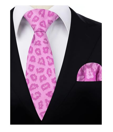 Image of Alizeal Men's Leopard Print Tie Set 3.15'' Necktie with Pocket Square Gift Box for Wedding and Fashion Occasions