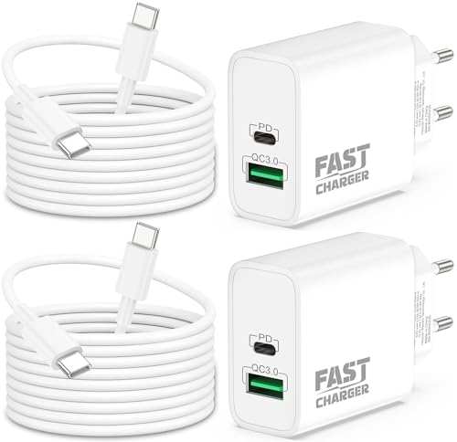 30W Laddare USB C Snabbladdare för iPhone 17 Pro MAX 17 Air, iPhone 16 16e 15 Plus, iPad Pro Air, iPad 10/11/A16 generation, Charger USB C/A laddare med 2 m kabel 2-pack
