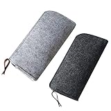 2 Stück Filz Mäppchen, Filz Federmäppchen, Multifunktions-Briefpapier Beutel Reißverschluss Beutel,Schreibwaren Reißverschluss-Speicher Beutel-kosmetischen Taschen für Stift, Münze (Schwarz und Grau)