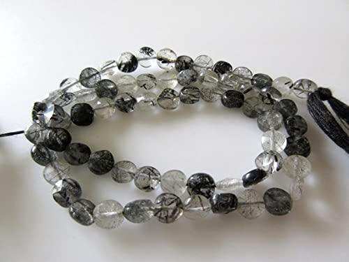 Quartz rutilé noir perles pièces lisses 5mm LKBEADS pour création bijoux
