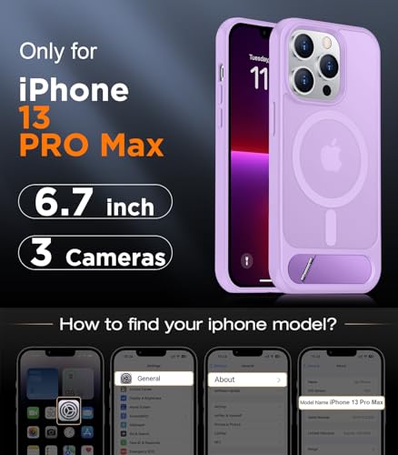 Image of Magnetic Compatible with iPhone 13 Pro Max Case, [Built-in Invisible Kickstand][Compatible with MagSafe][Military Grade Shockproof] Slim Translucent Matte Phone Case for iPhone 13 Pro Max 6.7 inch