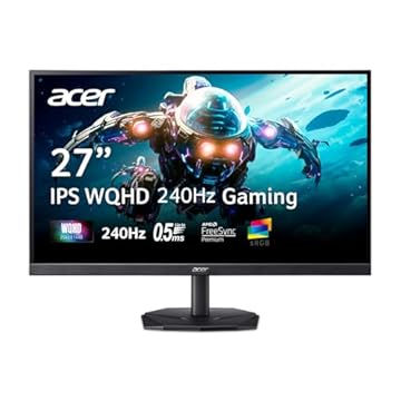 Acer Tela para jogos Nitro KG271U W3bmiipx WQHD IPS 2560 x 1440 Design ZeroFrame | AMD FreeSync Premium | Até 240Hz | Até 0,5 ms | Uma porta de exibição 1.2 e duas portas HDMI 2.0 |