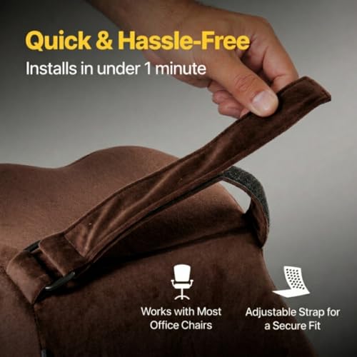 Image of Relaxer Office Chair Neck Rest | Ergonomic Cervical Neck Support Cushion for Office, Gaming & Study Chair | Relieves Neck Pain, Shoulder Tension & Desk Fatigue | Adjustable Strap (Brown)