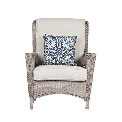 Hanover Nantucket 4-Piece Wicker Outdoor Chat Set With 2 High Back Side Chairs, Grey/Grey #TOP7