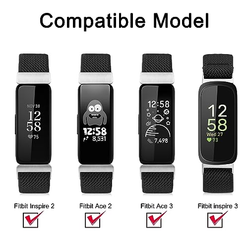 Vancle 2 Pack Elastic Bands for Fitbit Inspire 3 Bands Women, Breathable Adjustable Replacement Stretchy Nylon Loop Wristband Sport Straps Compatible with Fitbit Inspire 3 Fitness Tracker by Vancle - Image 4