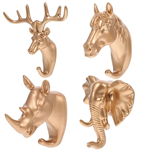 TOPBATHY 4sätze Tierkopf Wandhaken Kreative Kleiderhaken Für Jacken Hüte...