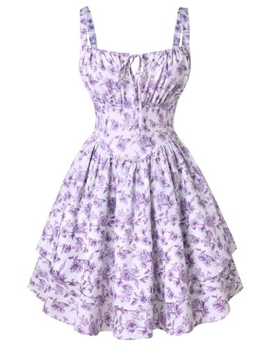 Scarlet Darkness Floral Mini Corset Dress for Women Teen 2026 Summer Spring Flowy A-Line Sundress...
