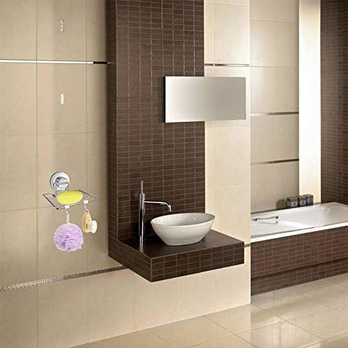Vacuum Suction Cup Shower Soap Dish, 2 Pack Super Powerful Wall Mounted Soap Dish Storage Holder Basket Hanger, Durable Rustproof Stainless Steel Soap Sponge case for Kitchen Bathroom, No Drill Needed