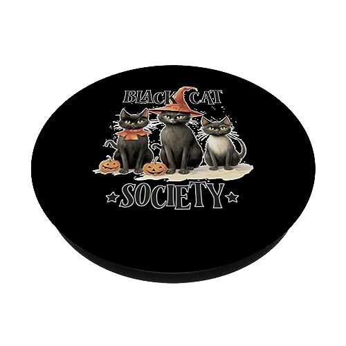 Cat Society Spooky Halloween Creepy Ghostly Black Design PopSockets Swappable PopGrip - Image 2