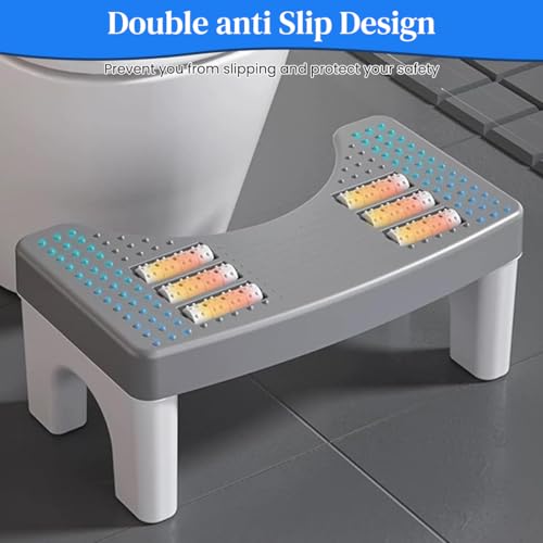Image of HASTHIP Foot Massage Squatty Potty for Adults Elders 2 in 1 Bathroom Toilet Stool with 6 Foot Massager Rollers Anti-Slip Bumps Surface Squatty Potty, 40x21x17cm