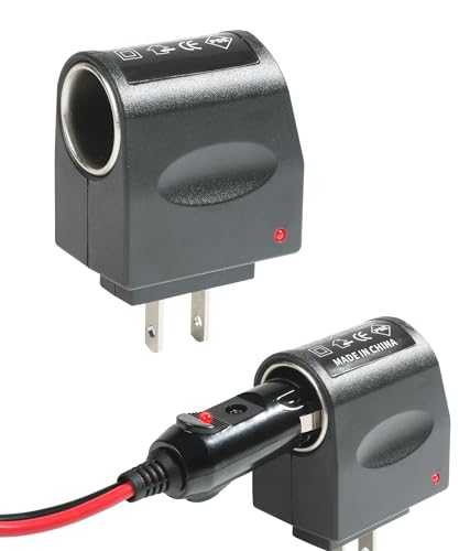 UBOG AC to DC Converter Cigarette Lighter Adapter to Wall Plug Car Accessories 120V/110V to 12V AC/DC Converter Car Charger Adapter for Wall Plug Cigarette Lighter Socket Power Adapter for Vehicles