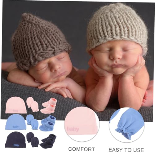 BESPORTBLE 3-Piece Set Newborn Baby Hat Mittens and Socks for Boys and Girls Soft Cotton Beanie Warm Gloves and Cozy Socks for Infant Use3
