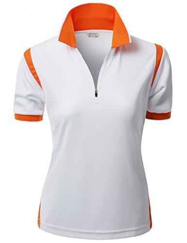 Women's Coolon 2 Tone Collar Zipup Polo T-Shirt