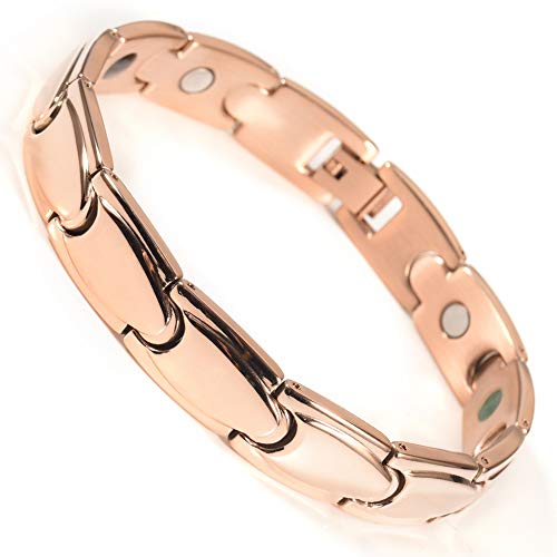 Magnetic Bracelet for Women Therapy Bracelet Pain Relief for Arthritis and Carpal Tunnel 21CM/12MM (Rose)