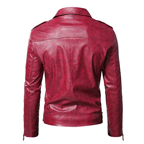 Veste en cuir homme col rabattable avec fermeture éclair