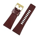 ERAKAFZTTK Compatible con correa de reloj grande de cuero Fit For DIESEL Dz4323 Dz1405 Dz1657 con esfera grande.(Brown(PW)-Golden-K3,26mm)