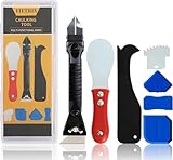 Caulking Tool, Caulk Remover Tool, Putty Knife Scraper, 3 Glass Glue Corner Scrapers, Grout Removal Tool with Stainless Steel Head for Kitchen Bathroom and Window