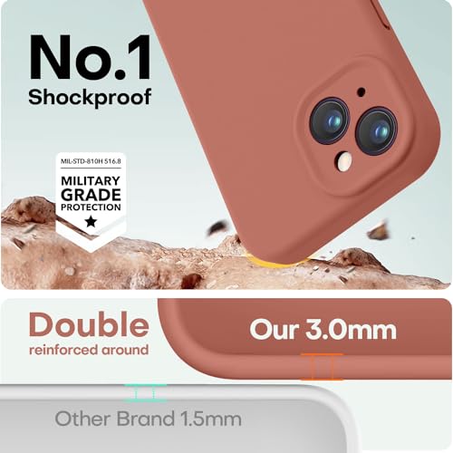 Image of LOVE 3000 Designed for iPhone 14 Case, Premium Silicone with [Soft Anti-Scratch Microfiber Lining] Shockproof Protective Phone Case for Men Women Girls 6.1 inch, Caramel