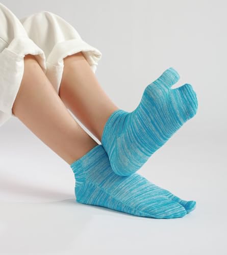 Image of Women's Solid 2 Toe Flip Flop Tabi Socks Geta Ankle Cotton 5 /6 Pairs
