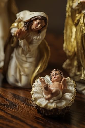 Presépio Completo 11 Peças 20cm Resina Importado Natal