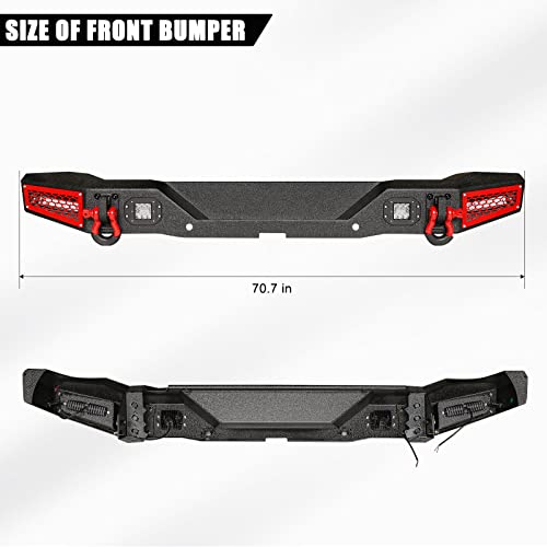 Aiwargod Front And Rear Bumper Sets Compatible With 2021-2023 Ford Bronco Off-Road Bumpers Textured Black Bumper With Led Light & Winch Plate & D-Rings (Not Fit Sports Version) #TOP4