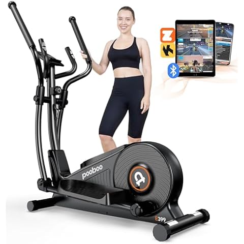 pooboo Elliptical Machine, Elliptical Exercise Machine with16-Level Resistance & Hyper-Quiet Magnetic Driving System, Elliptical Machine for Home with LCD Monitor&15.5IN Stride, 400LBS Weight Capacity Cover