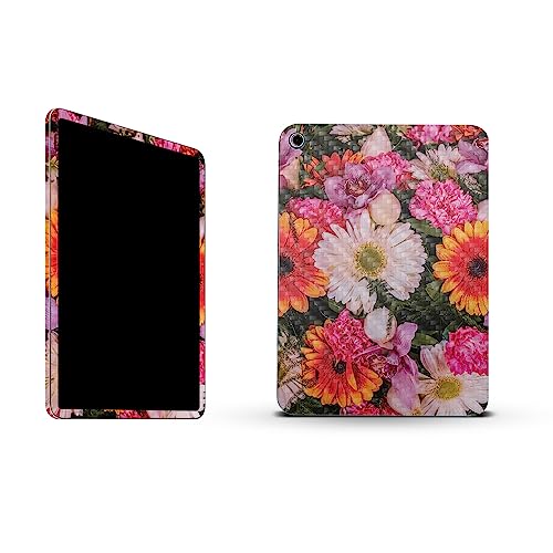 Image of MightySkins Carbon Fiber Skin Compatible with Apple iPad 10.9 inch 10th Gen (2022) Full Wrap Kit - Watered Flowers | Protective, Durable Textured Carbon Fiber Finish | Easy to Apply | Made in The USA