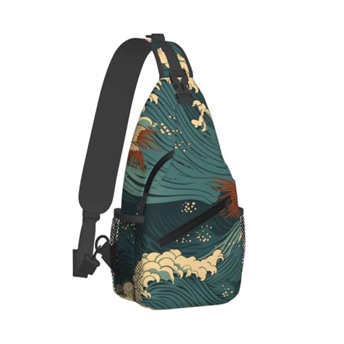 Bolso tipo sling para mujer y hombre, negro, mochila cruzada miniatura 7