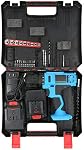 Cordless Electric Impact Drill Powerful Rechargeable Hammer Drill for Wood Metal Wall Drilling 48VF 2 Batteries for Home Workshop