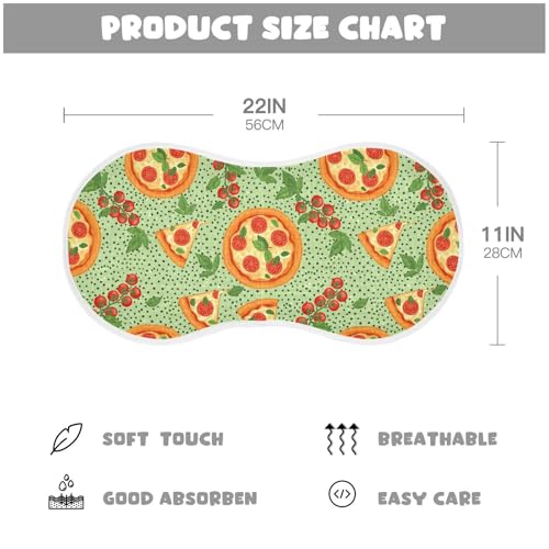 J JOYSAY Pizza Tomato Green Baby Burp Cloths for Boys Girls Large 22''x11'' Cotton 4 Layer Baby Spit Up for Newborn one sizex12