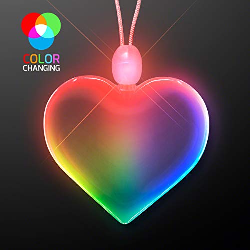 Light Up Necklace Shining Heart with Rainbow Lights (Set of 25)3