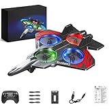 Remote Control Fighter Jet, Rc Stunt Fighter Jet Toy for Kids with 360° Flips & LED Lights, Remote Control Helicopter, Foam Remote Control Airplane (Red)