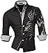 Jeansian Men's Slim Fit Long Sleeves Casual Shirts Z001 Black XX-Large