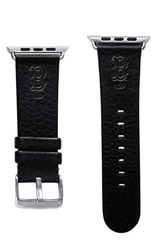 Game Time Boston Red Sox Leather Band Compatible with Apple Watch (38/40/41mm Onyx Black Long)