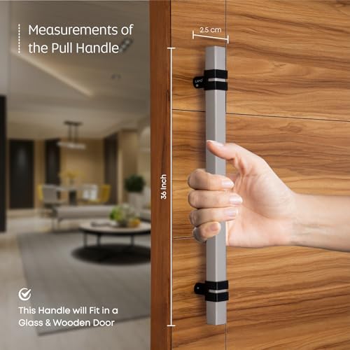 Image of LAPO 36 inch Square Stainless Steel Door Handle for Main Door /Glass Door Pull Push Handle /Main Door Handle for All Door-Pack of 1 | Black Finish | 3 Years Warranty
