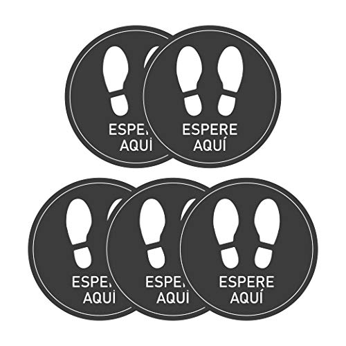 Pack 5 Vinilos Antideslizantes con Certificado R9, Ultraresistentes | Señalización Distancias de Seguridad | Adhesivos de Medidas de Protecciónpara suelo | Vinilo Distancia (NEGRO)