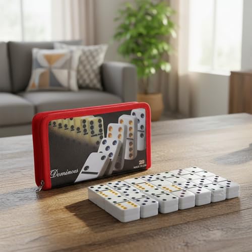 Juego de Dominoes LuckyWish con 28 piezas y estuche rojo miniatura 5