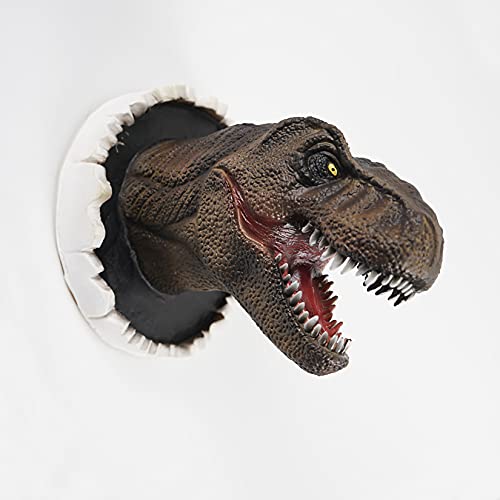 YUDIZWS 3D Dinosaurio Escultura De Pared, Estatua Colgante De Cabeza De Dinosaurio De Látex, Adorno De Animal Realista para La Decoración De La Habitación De Los Niños En El Hogar,A Cover