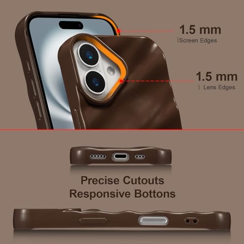 Coque vague iPhone 16 Plus pour filles étui silicone chocolat - 6