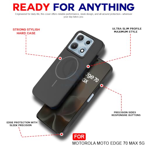 Image of AESTMO Shockproof Back Case Cover for Motorola Moto Edge 70 Max 5G | Slim Hard Shell | Hard Back Cover for Motorola Moto Edge 70 Max 5G (Compatible with MagSafe Accessories, Black)