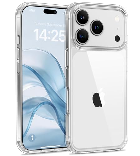 USLAI Hülle für iPhone 17 Pro Anti-Vergilbung Durchsichtige Rückseite Stoßfest & Militär-Fallschutz - Transparent