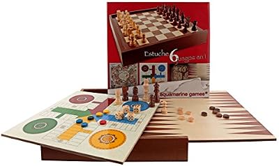 Aquamarine Games - 6 juegos clásicos: ajedrez, damas, backgammon, oca, parchís, escalera, 1 jugador (CP030)