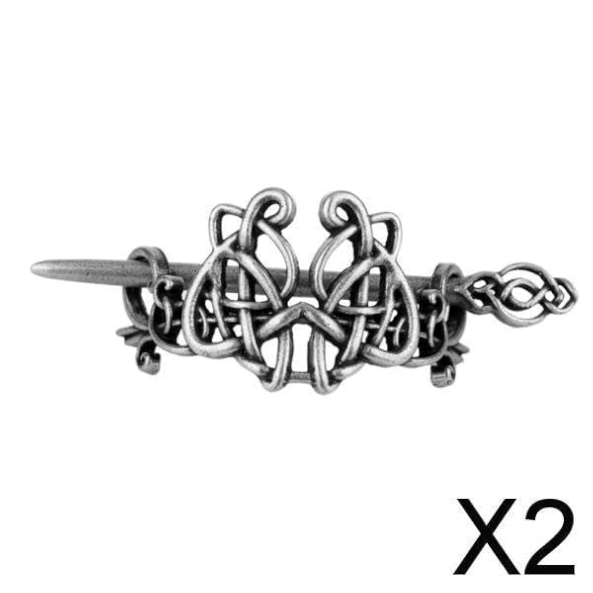 2x Viking Celtic Knot Hair Clips Metal Stick for Women