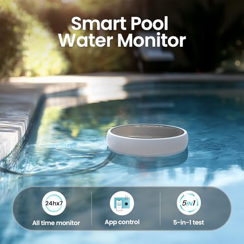 Image of AIPER HydroSync Smart Pool Monitor, 24 /7 Automatic Water Testing for Pools, Hot Tubs & Spas, 5-in-1 Accurate Digital Tester, App Control, Customized Optimization Tips, Pearl