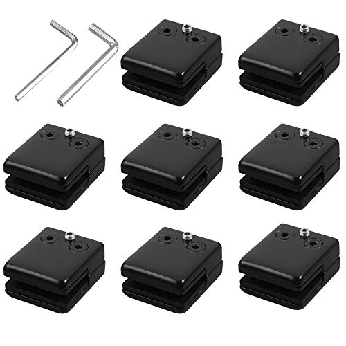 Cokritsm Glasklemmen 8 Stück Schwarz - Für 8-10mm Glas Edelstahl