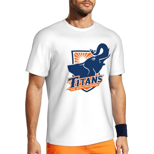 Cal State Fullerton Titans Men's Short-Sleeved Mesh T-Shirt Short Sleeve Sports T-Shirt Moisture Wicking-Xx-Large