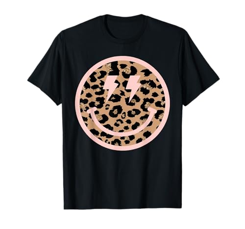 Leopard Smile Face Shirt Lightning Bolt Eyes Happy Face T-Shirt