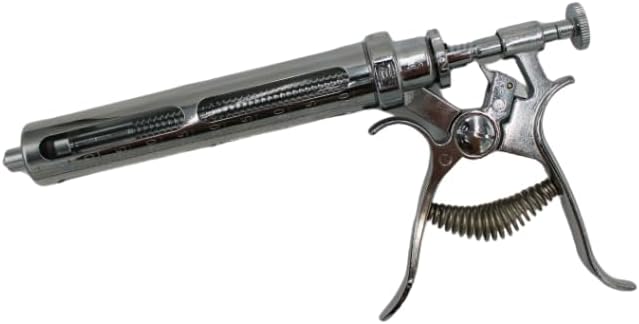 50cc Automatic Metallic Roux Type Veterinary Syringe – Adjustable Continuous Injector for Livestock, Henke-Style Design with Precision Dosage Wheel