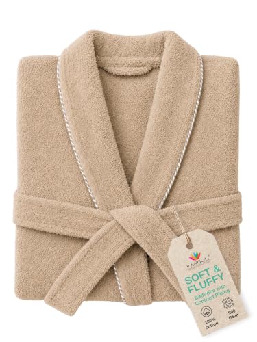 Image of RANGOLI Sunshine 100% Cotton Bathrobes For Women, 500 GSM Free Size Bath Robe With Rope,Ultra-soft, Lightweight & Highly Absorbent Luxurious Bath Gown /Bath Robe