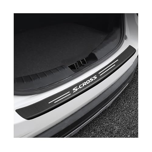 Car Carbon Fiber Rear Bumper Protector Strip for Suzuki S-Cross S Cross，Auto Rear Trunk Door Sill Guard Sticker Plate Accessories